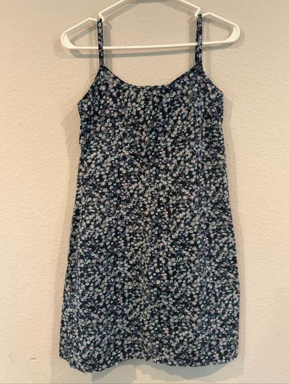 Secret Ingredient Womens Vintage Cotton Blue Floral Mini Skinny Strap Dress Med